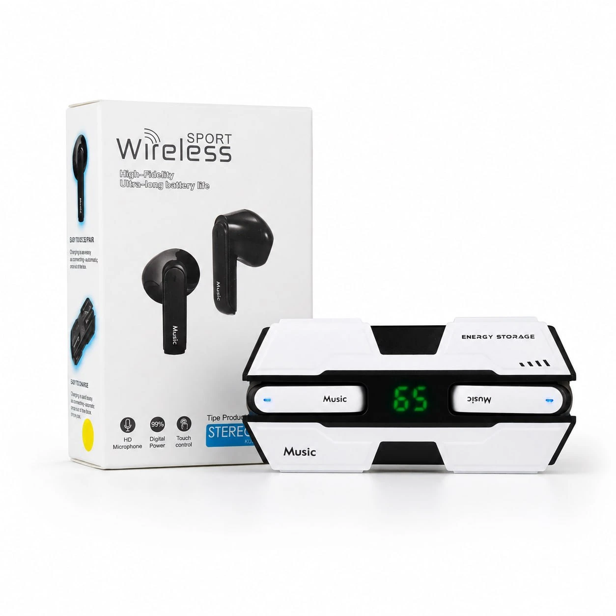 K8 Sport Wireless Earbuds with Digital Battery Display | Bluetooth Touch Control Earbuds